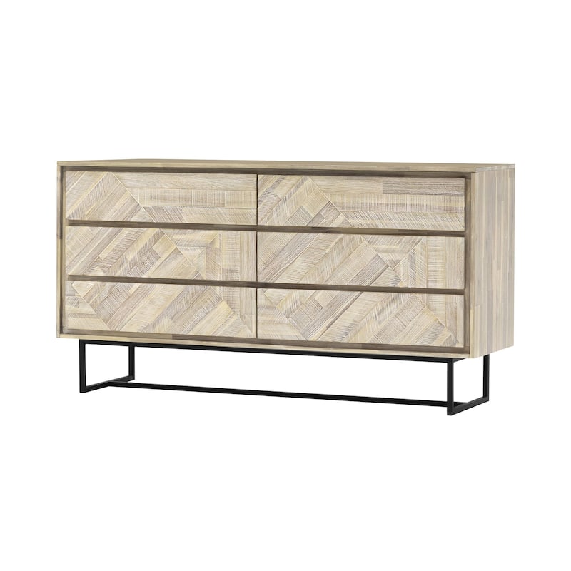 Peridot Modern Farmhouse Solid Acacia Wood 6 Drawer Dresser
