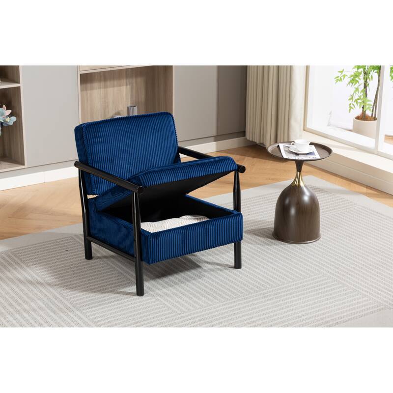 Storage Chair,Mid Century Modern Accent Chair with Wood Frame, Upholstered Living Room Chairs with Waist Cushion