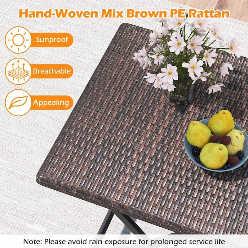 Costway 3 PCS Rattan Bistro Set with Wicker Seat & Tabletop for - See Details