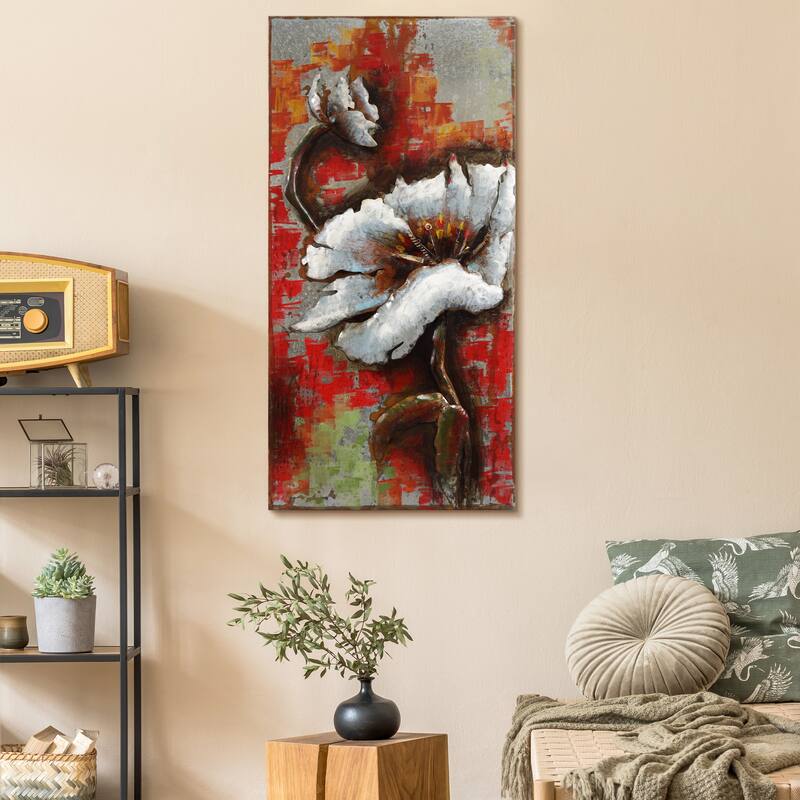 "Garden Rose" Mixed Media Iron Hand Painted 3D Wall Art Set