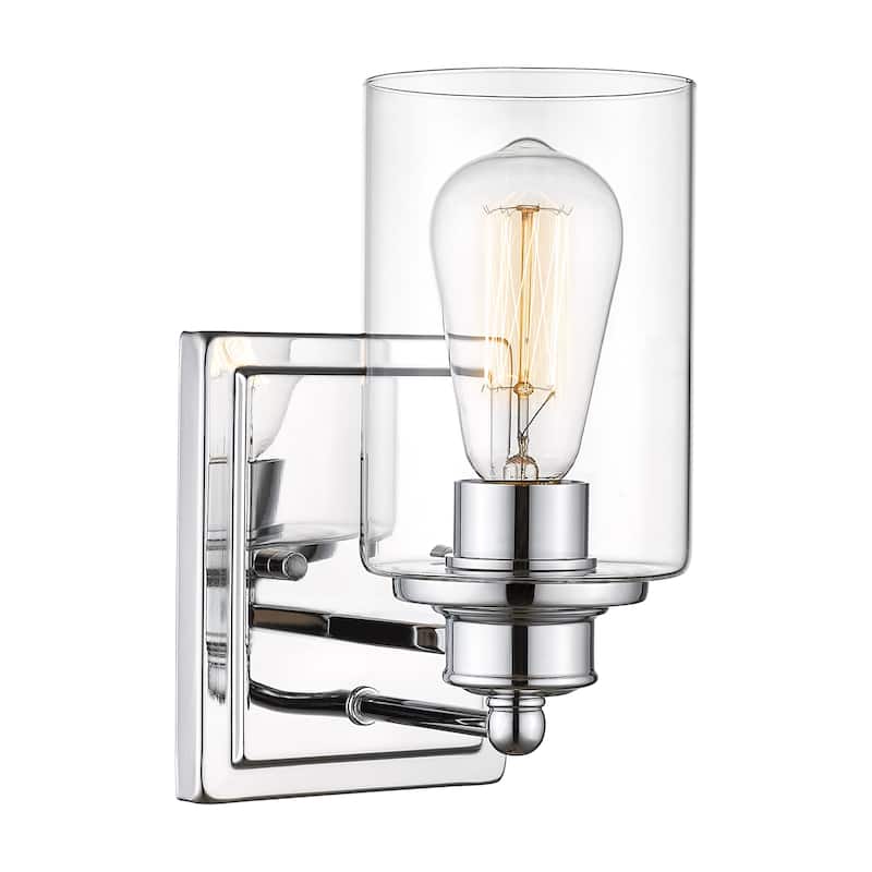 Bathroom Vanity Light,Wall Sconce Lamp Over Mirror with Clear Glass Shade - 1-Light - Chrome