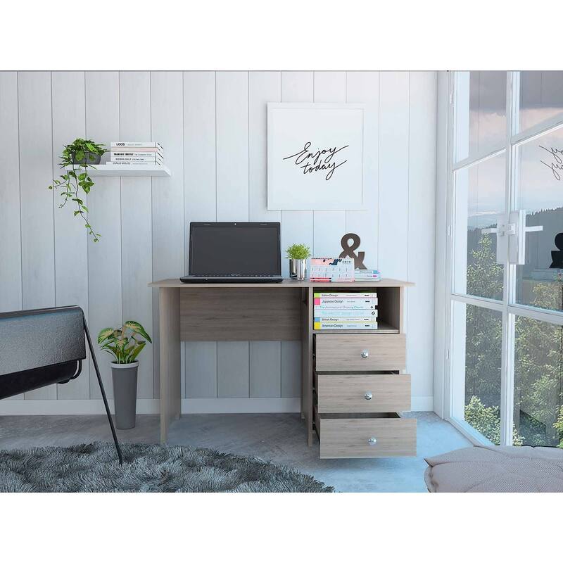Nory Black Three Drawers Computer Desk