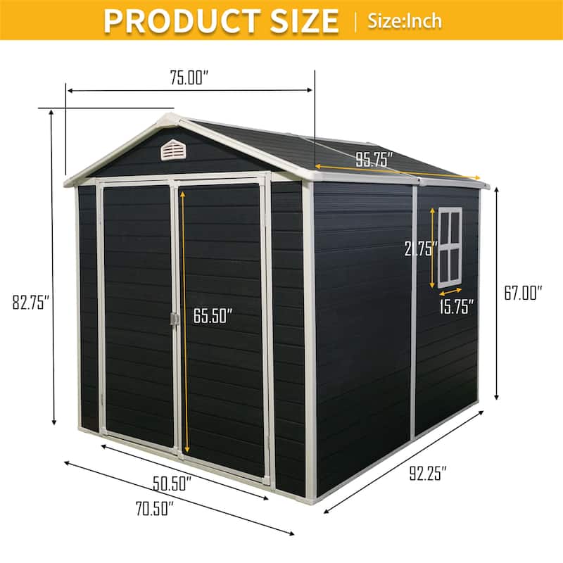 6x8 ft Resin Outdoor Storage Shed