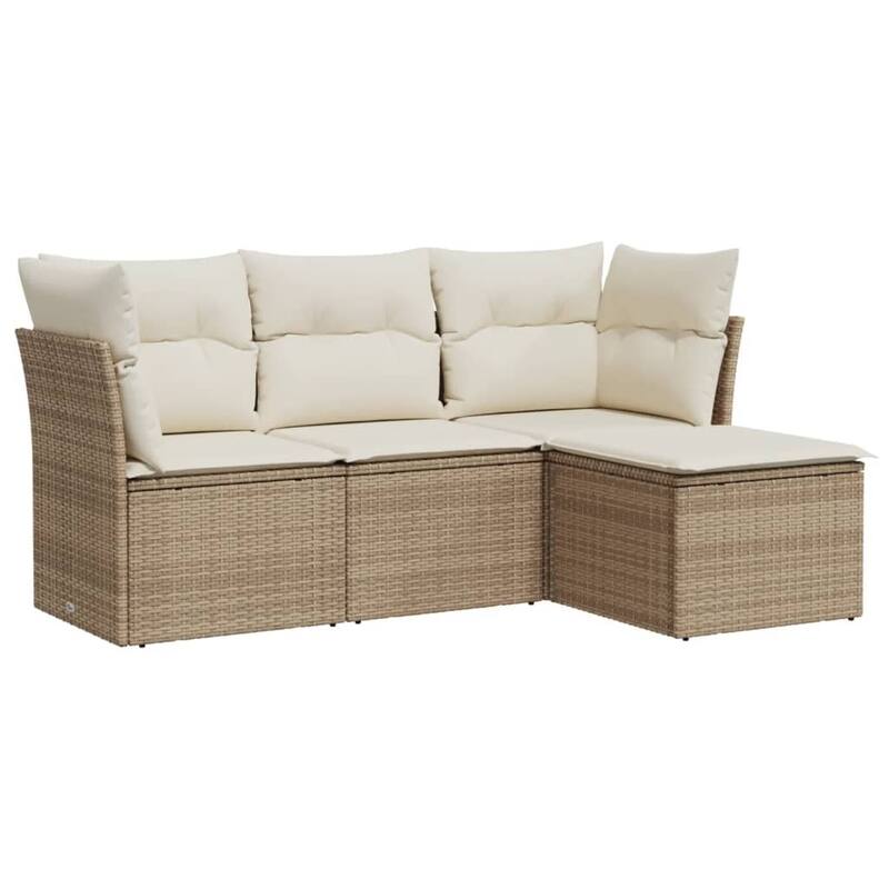 vidaXL Garden Sofa Set Beige PE rattan 4 Piece Set Modular - 21.7 x 21.7 x 14.6