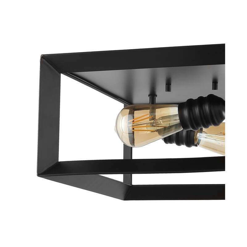 Nola Square 13" 2-Light Iron Modern Farmhouse LED Flush Mount, Oil Rubbed Bronze by JONATHAN Y