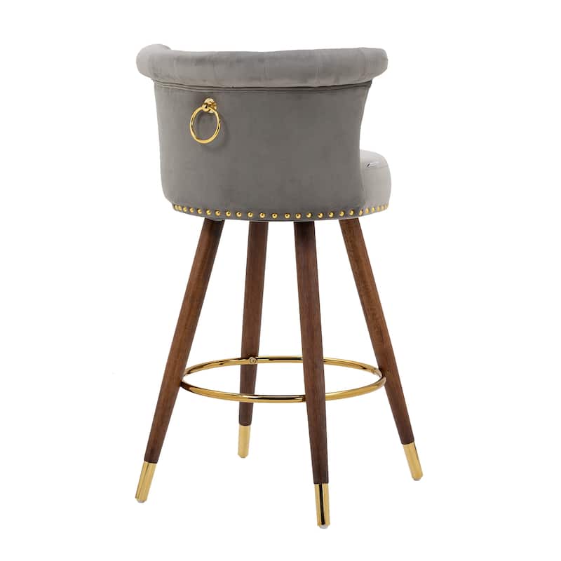 COOLMORE Vintage Upholstered Bar Stools with Backrest and Footrest, Fixed Height 360° Rotation for Kitchen, Dining, Home Bar