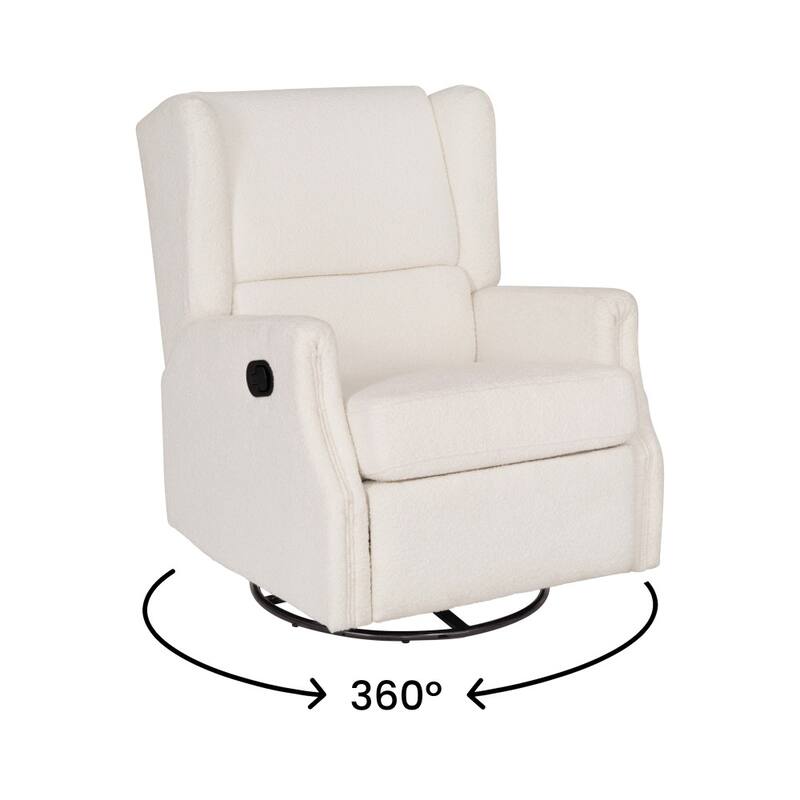 Wingback Manual Rocking Glider Recliner Chair with 360 Swivel