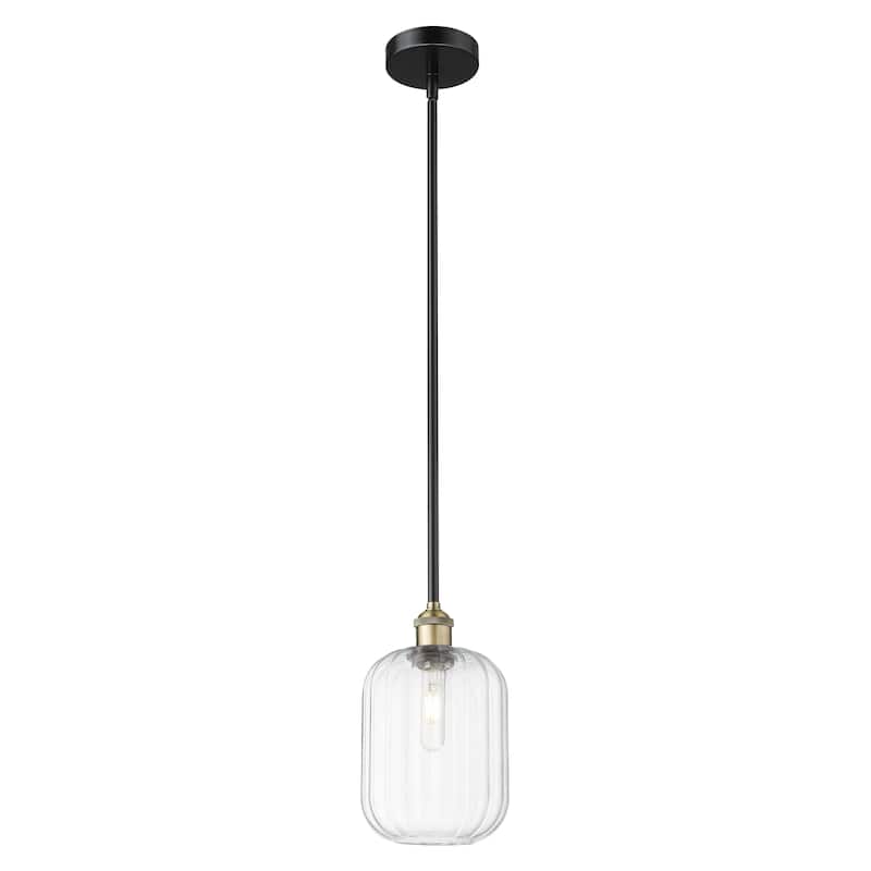 Innovations Lighting Endless Possibilities Edison - Preston - 1 Light 7" Jar Shade Stem Hung Mini Pendant - Clear/Black Antique Brass