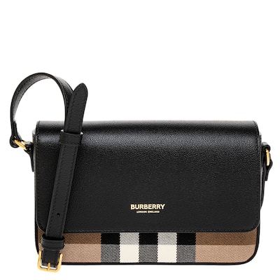 Burberry Hampshire Small House Check & Leather Crossbody