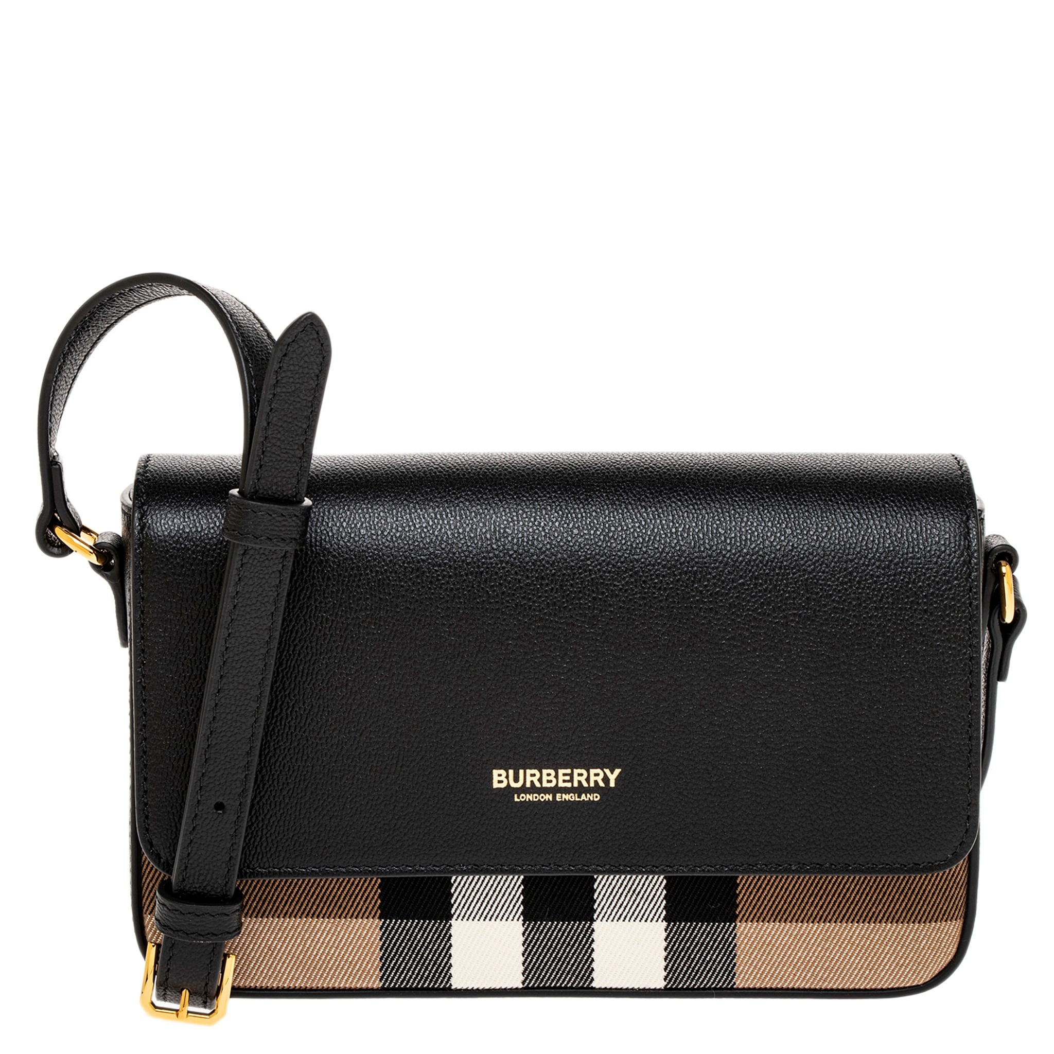 Burberry Hampshire Small House Check & Leather Crossbody