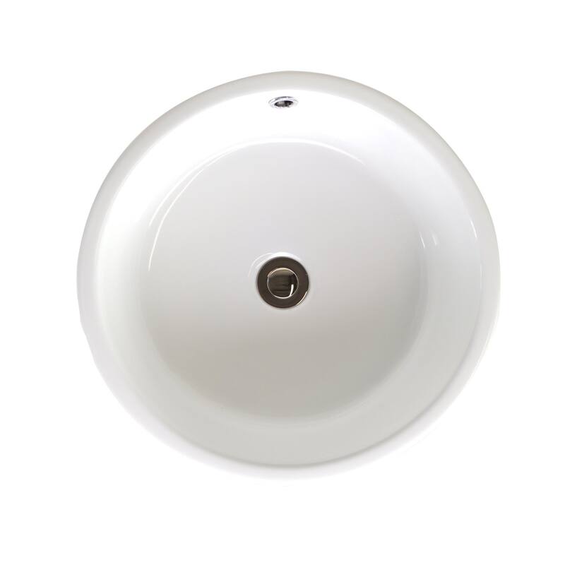 Sutherland White Ceramic Round Vessel Bathroom Sink with Overflow
