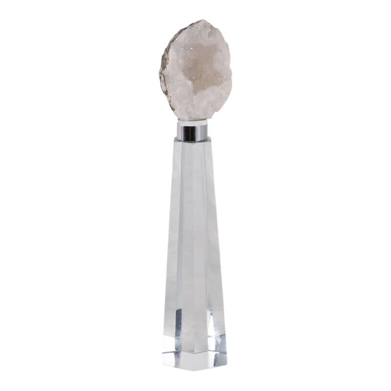 Crystal Stone Decorative Object Modern Geometric Glass Base Home Decor