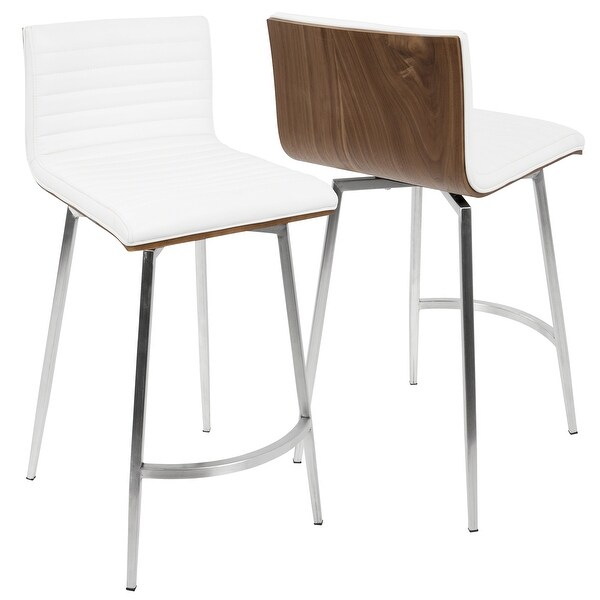 Mason Contemporary Swivel Counter Stool Upholstered in Faux Leather (Set of 2) - N/A. Opens flyout.