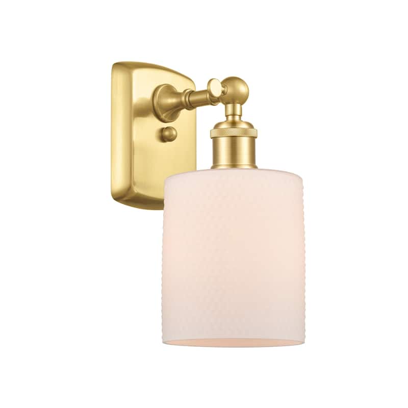 Innovations Lighting 516-1W-9-5 Cobbleskill Sconce Cobbleskill 9" Tall - Satin Gold / Matte White