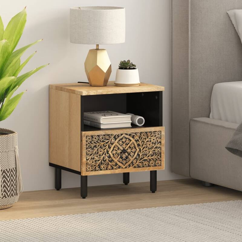 vidaXL Bedside Cabinet 15.7"x13"x18.1" Solid Wood Mango - 15.7" x 13" x 18.1"