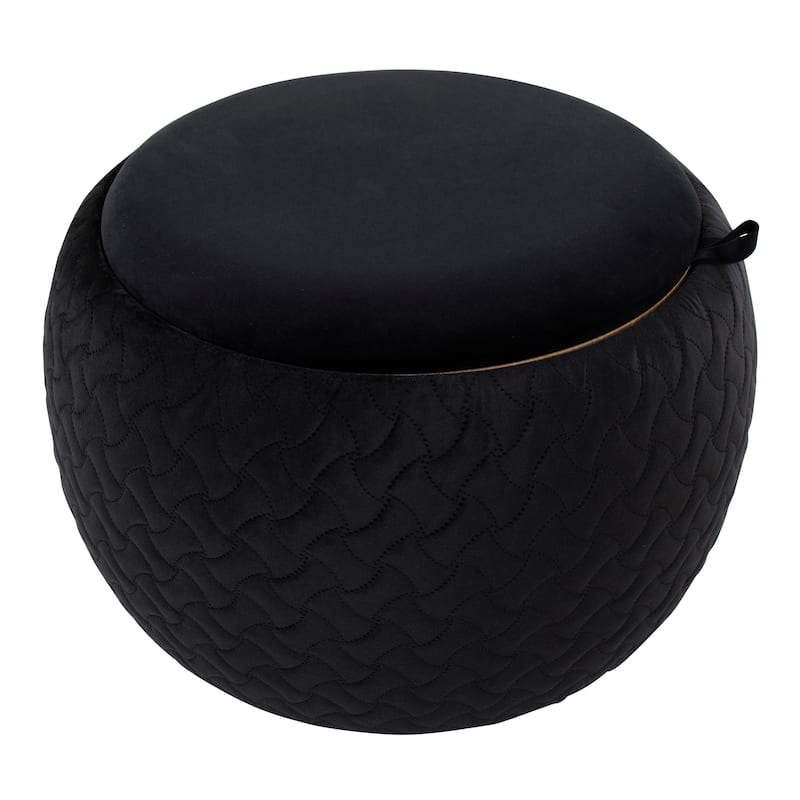 Carson Carrington Astrid Pouf with Natural Wood Tray Top