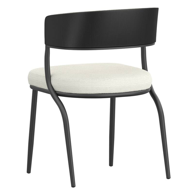 Modern Performance Fabric & Bentwood & Metal Dining Chair, Set of 4 - Dark Beige & Black