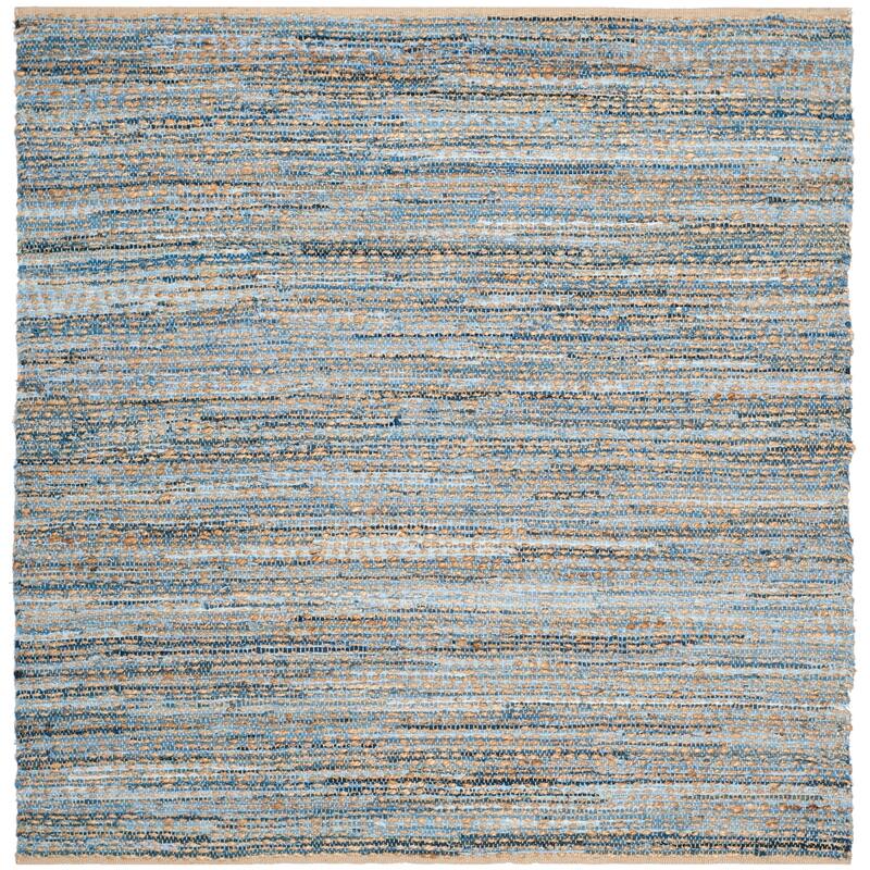 SAFAVIEH Handmade Cape Cod Irenea Coastal Jute Rug - 6' Square - Natural/Blue