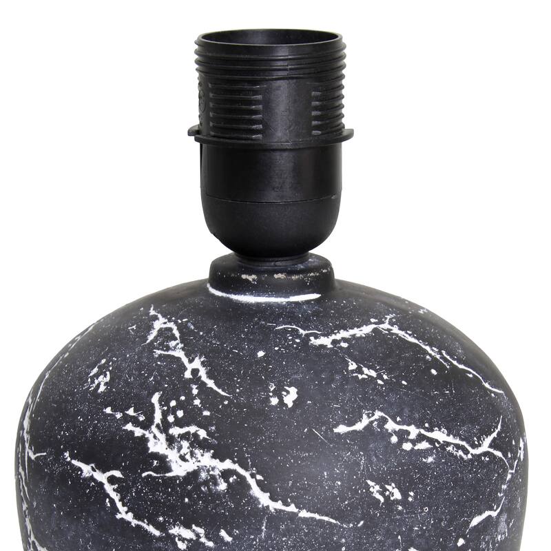 Marble Inspired Ceramic Table Lamp with White Fabric Drum Shade Modern Compact Accent Lighting Multiple Colors