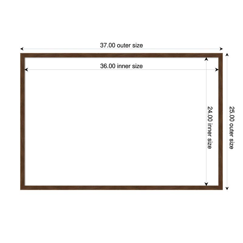 Amanti Art Carlisle Blonde Narrow Framed Dry Erase Magnetic Board - 37 x 25 in - Carlisle Brown Narrow