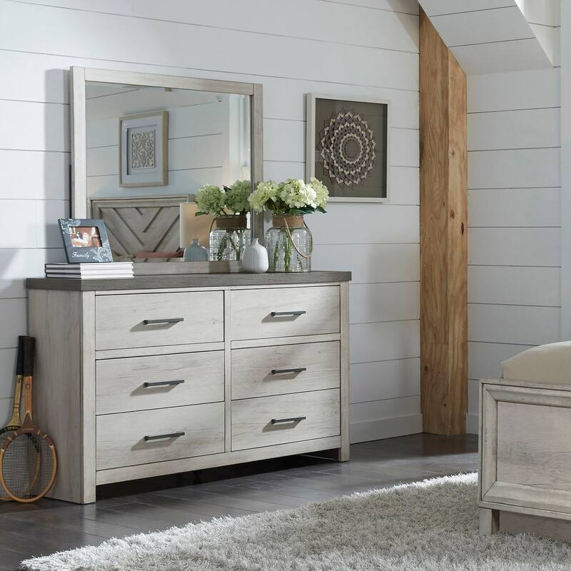 Weathered Grey Farmhouse Dresser with Mirror