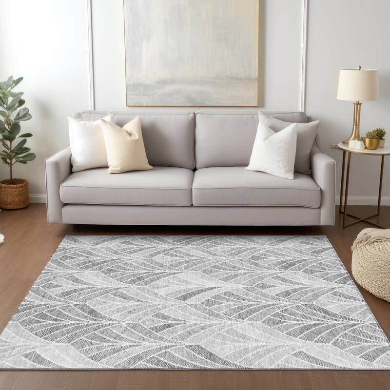Machine Washable Indoor/ Outdoor Chantille Modern Mosaic Rug