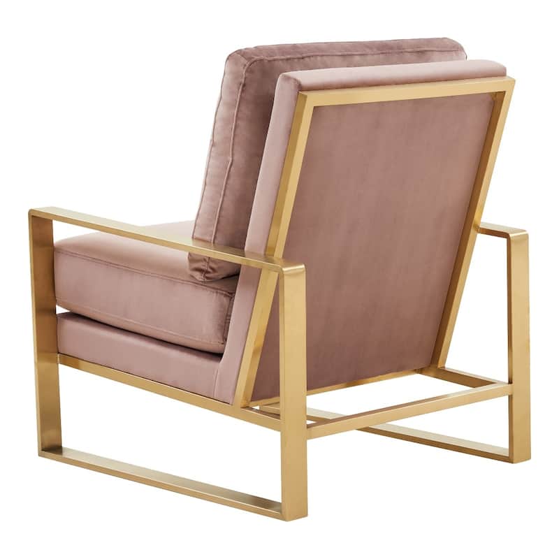 LeisureMod Jefferson Modern Velvet Accent Armchair With Gold Base