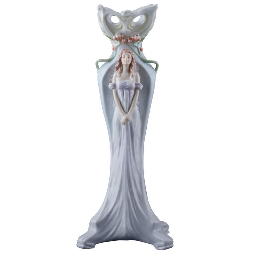 Charis 14.37" height Woman & Peony Tall Vase multicolor Fine Porcelain