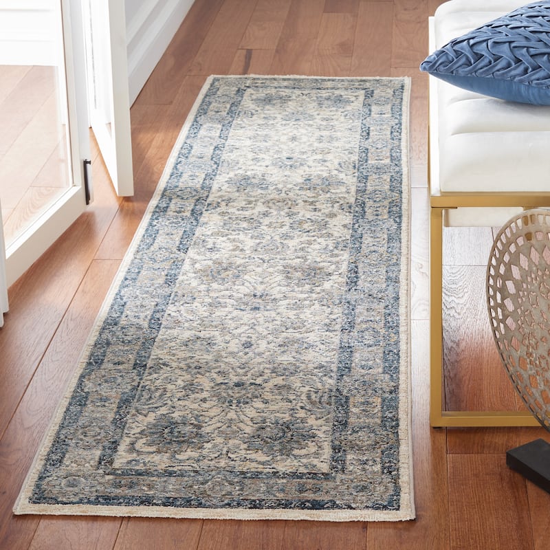 SAFAVIEH Valencia Zeinab Vintage Rug - 2' x 8' Runner - Ivory/Blue