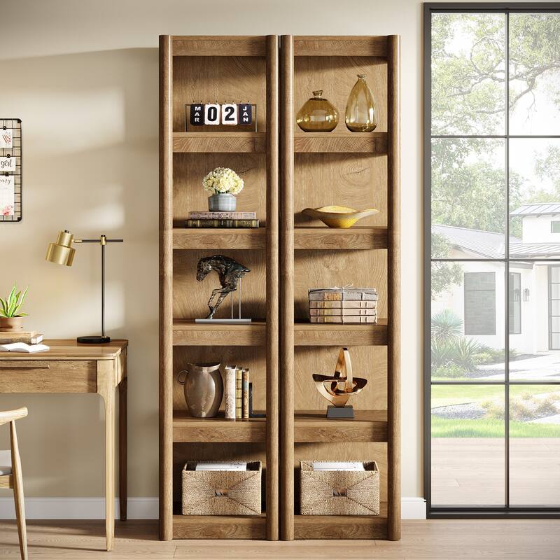 70.9" Tall Narrow Bookcase, 5-Tier Farmhouse Bookshelf