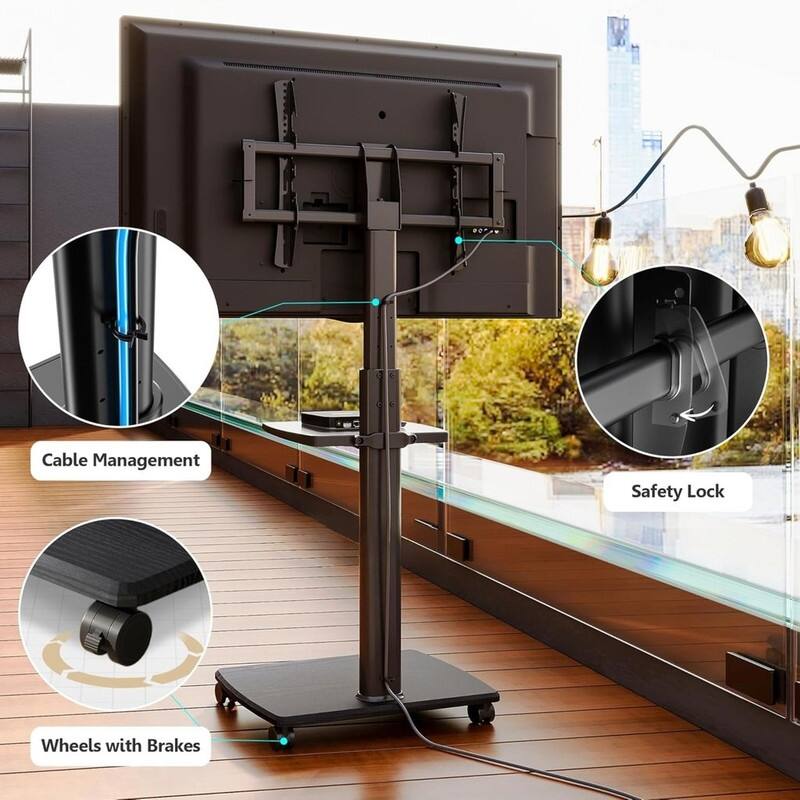 Rolling TV Stand with Power Outlets