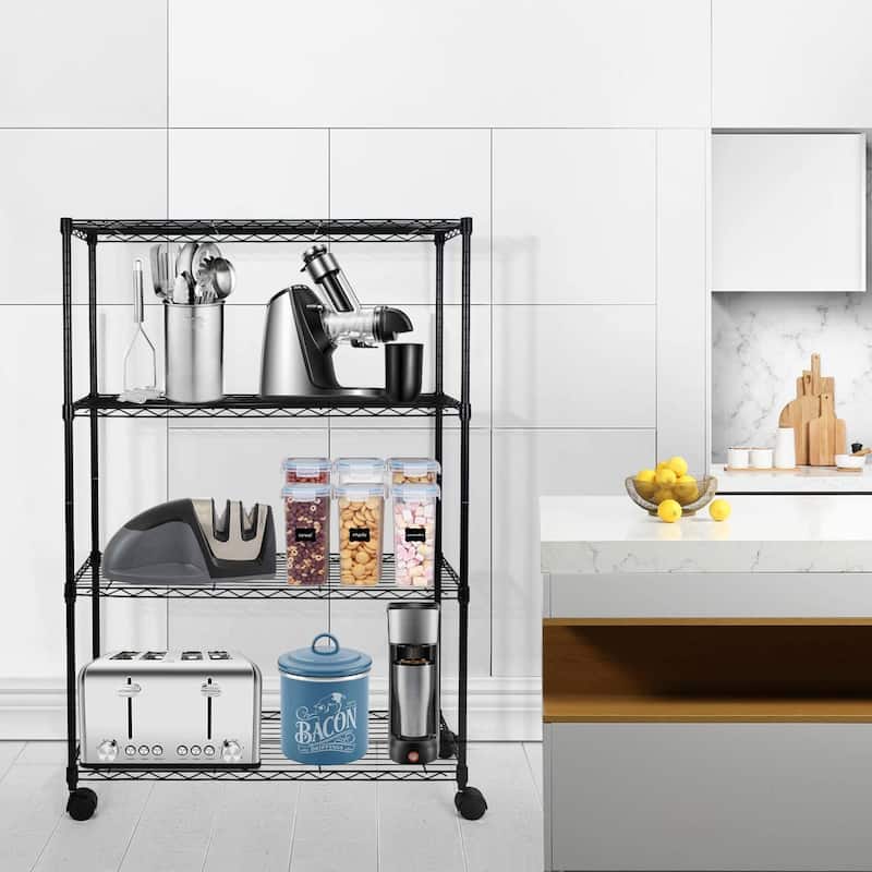 4 Tier Heavy Duty Storage Shelving Unit Adjustable Metal Wire Shelves