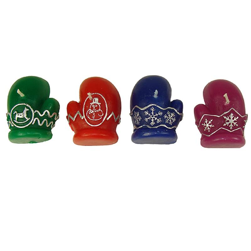 Christmas Mittens Floating Wax Candles - 2.25" - Multicolor - Set of 12