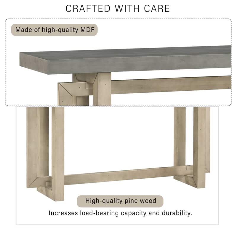 Modern Entryway Console Table with Industrial-inspired Concrete Wood Top, Hallway Foyer Sofa Long Table Entryway Table