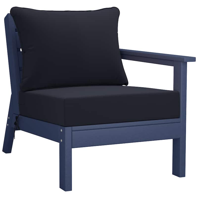 Polytrends Birchwood All Weather HDPE Outdoor Patio Deep Seating Navy Blue Sofa With Cushions (3-Piece)