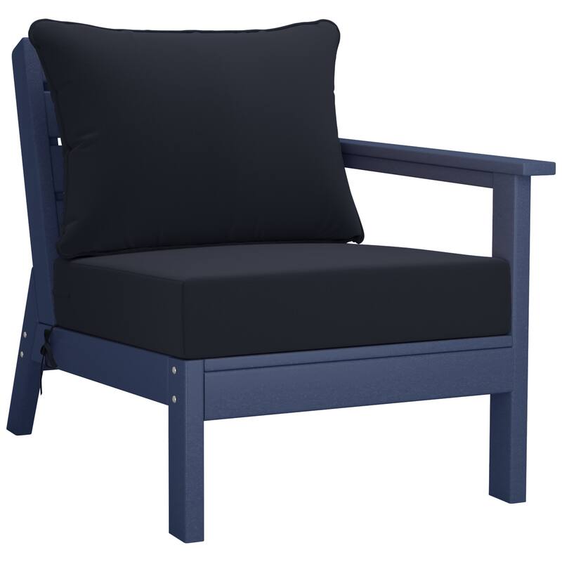 Birchwood All Weather HDPE Outdoor Patio Navy Blue Deep Seating Conversation Set (6-Piece Set)