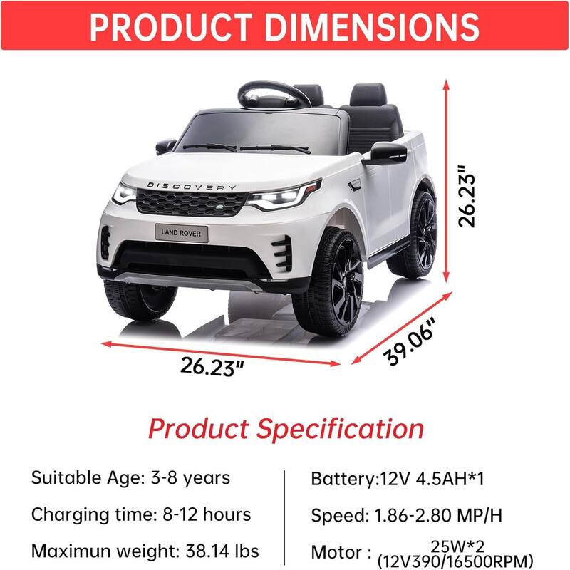 12V Kids Electric Ride On Car with 2-Seater for Toddler 3-8
