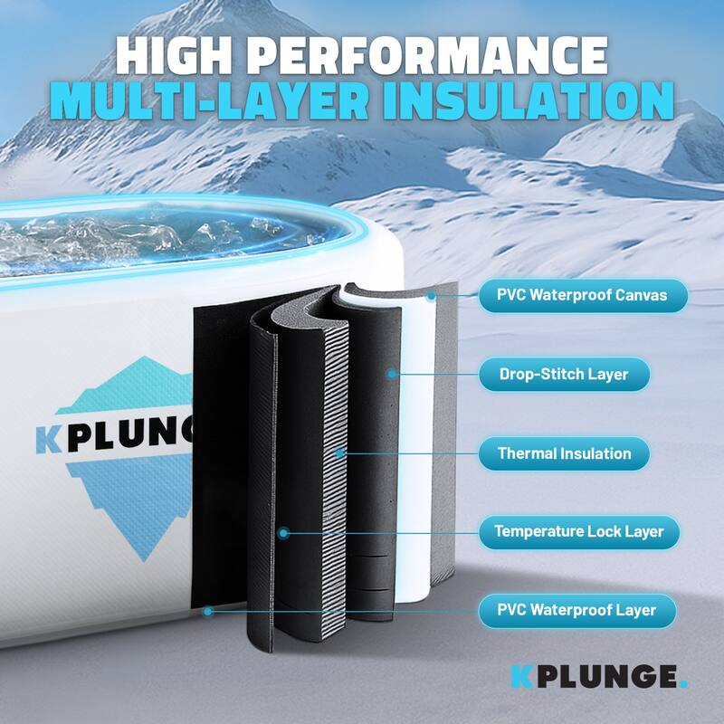 Kodiak 1-Person Inflatable Cold Plunge Ice Bath Tub/Hot Tub with PVC Insulated Lid, Hand Pump, and Repair Kit in Gray