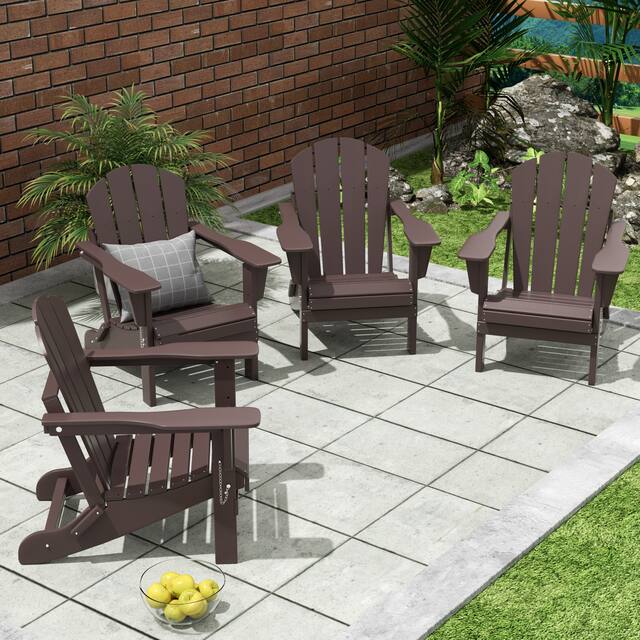 Laguna Folding Poly Eco-Friendly All Weather Outdoor Adirondack Chair (Set of 4) - Dark Brown
