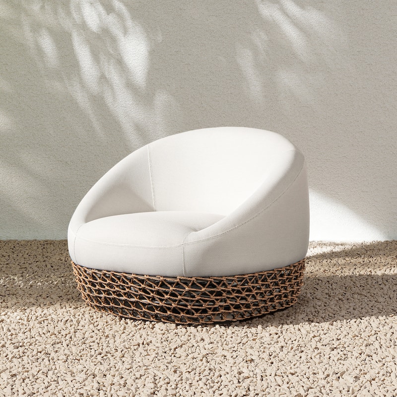 Willow 35.5" Woven Upholstered Deep Seating Outdoor Patio Armchair