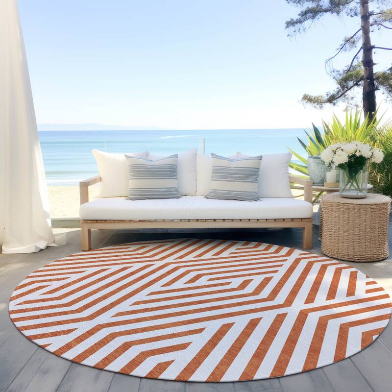 Mave Abstract Shapes Weather Resistant Classic Meets Modern Outdoor Rug