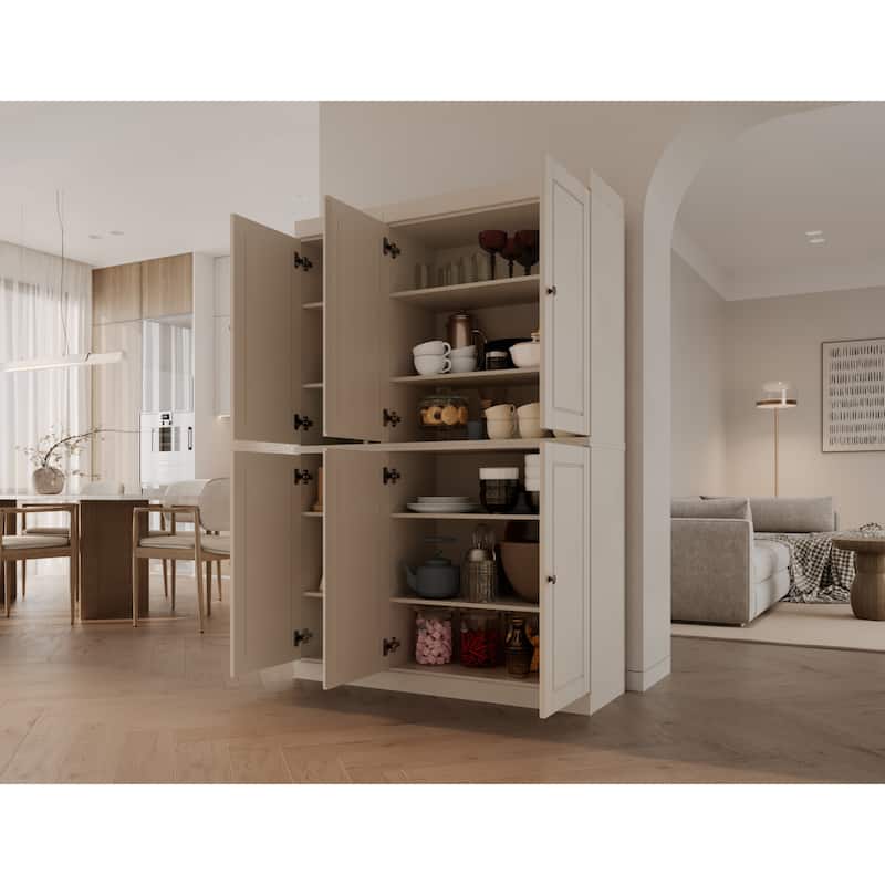 Palace Imports 100% Solid Wood Pantry Cabinet, Raised Panel Doors, Adjustable Shelves, 48.5" Wide, 71.5" Tall - 48.5" x 71.5"