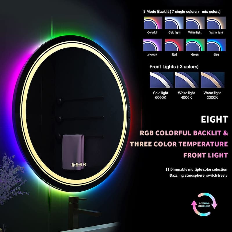 Oval RGB Lighting Wall Mirrors for Bathroom Vanity Mirror - 32" x 24"