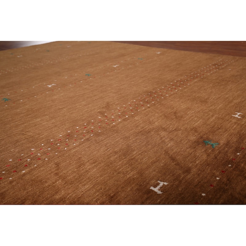 Brown Gabbeh Oriental Area Rug Hand-Knotted Tribal Wool Carpet - 6'9"x 9'7"
