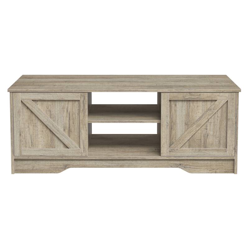 47" Rustic Farmhouse Coffee Table with Storage & Sliding Doors