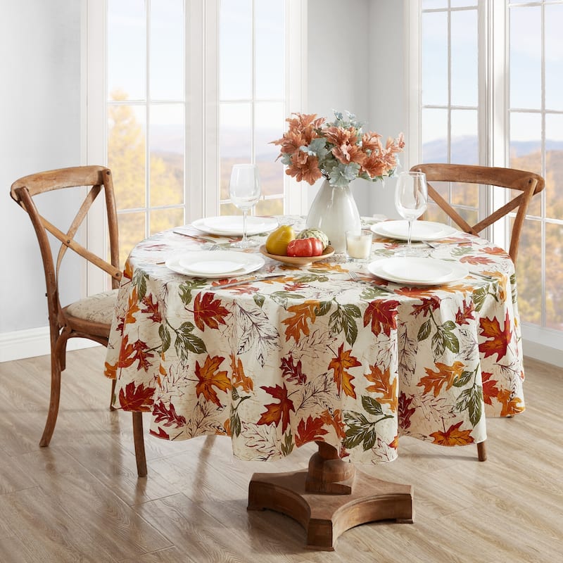 Vintage Leaves Vinyl Tablecloth