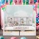 preview thumbnail 1 of 16, Modern Full Size House Bed Kids Bed with 2 Drawers and Storage Shelf,Solid Construction White