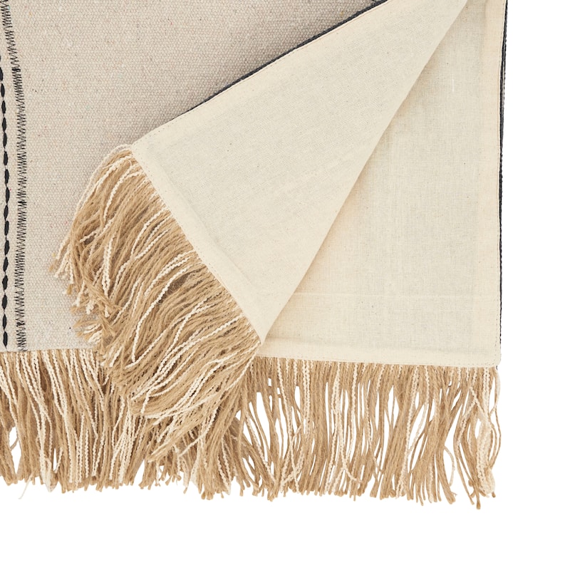 Fringe Detail Banded Table Runner - 16"x72"