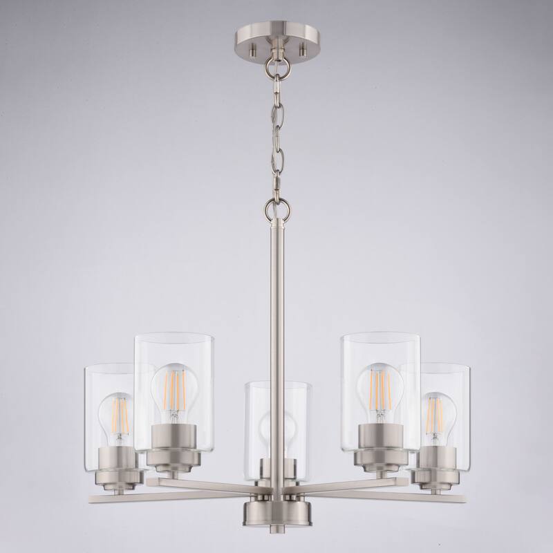 Park Ridge 5-Light Round Chandelier, Clear Glass Shade, Pendant Fixture for Dining Table Kitchen Entryway Bedroom Island