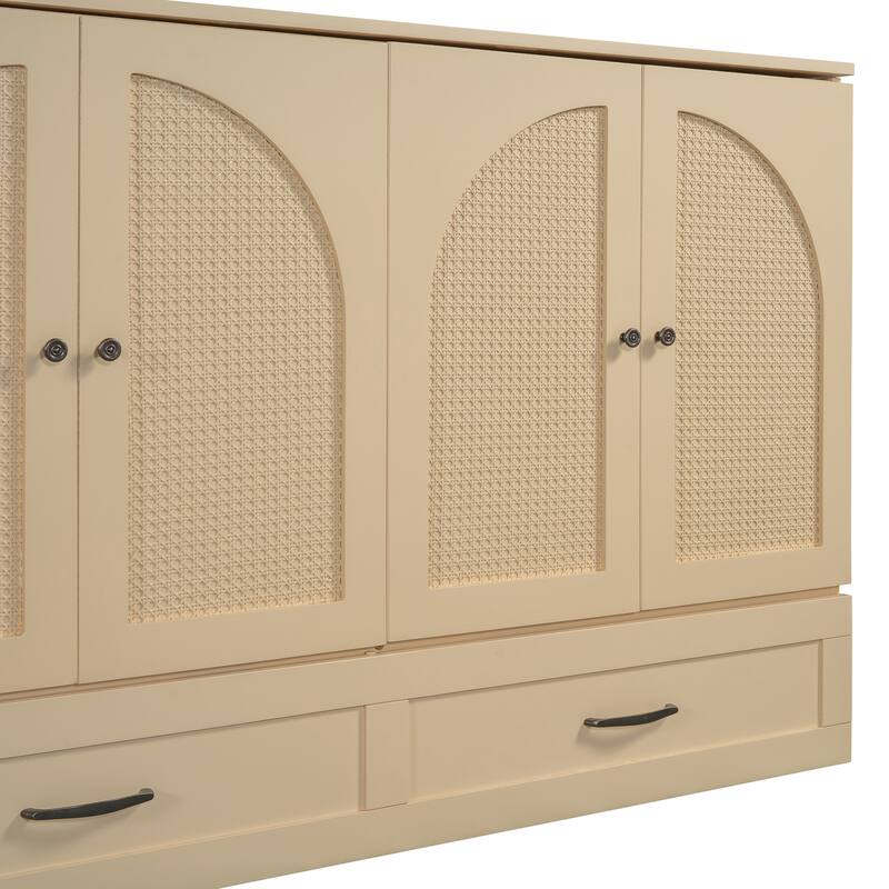 Full/Queen Size Murphy Bed with Large Storage Drawers and USB Charging Port -Space-Saving and Stylish Solution for Small Spaces